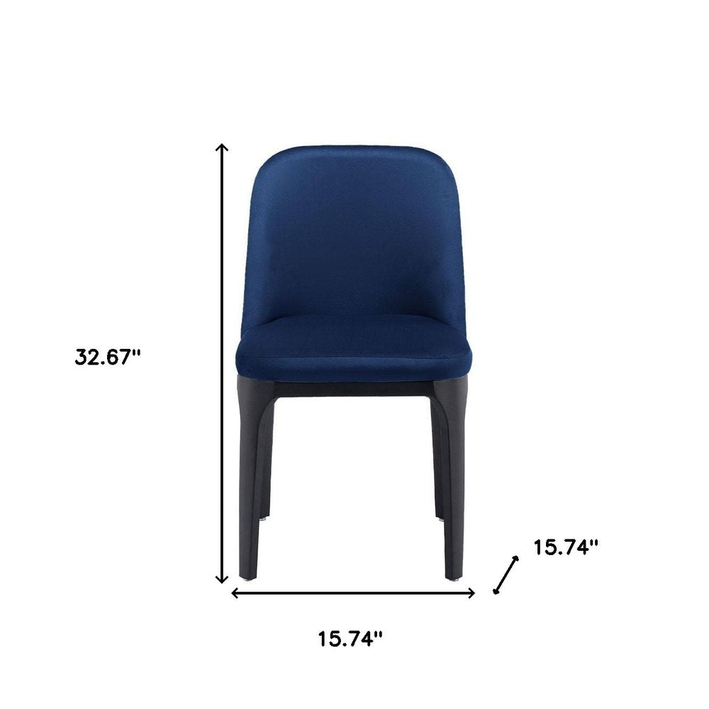 Blue and Black Upholstered Velvet Dining Side Chair