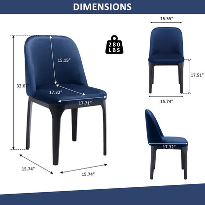 Blue and Black Upholstered Velvet Dining Side Chair