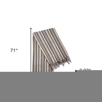 39" X 71" Gray Cotton Plain Weave Striped Turkish Towel Throw Blanket with Tassels