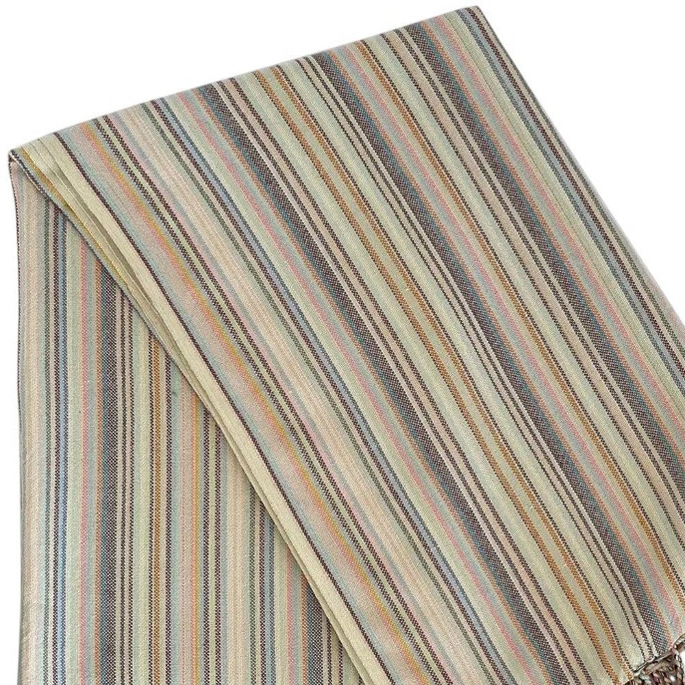 39" X 71" Beige and Pink Cotton Striped Turkish Towel Throw Blanket with Tassels
