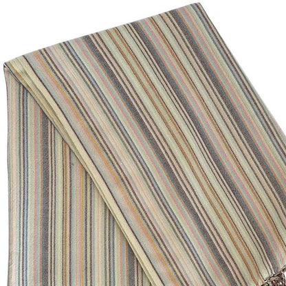 39" X 71" Beige and Pink Cotton Striped Turkish Towel Throw Blanket with Tassels