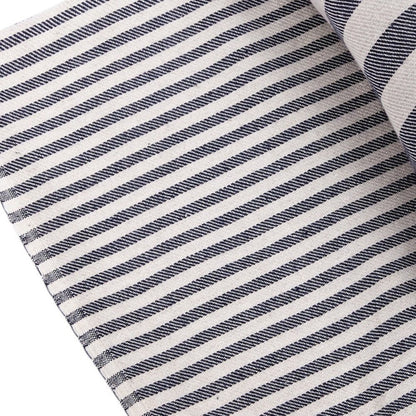 59" X 71" Blue and White Cotton Plain Weave Striped Throw Blanket with Tassels