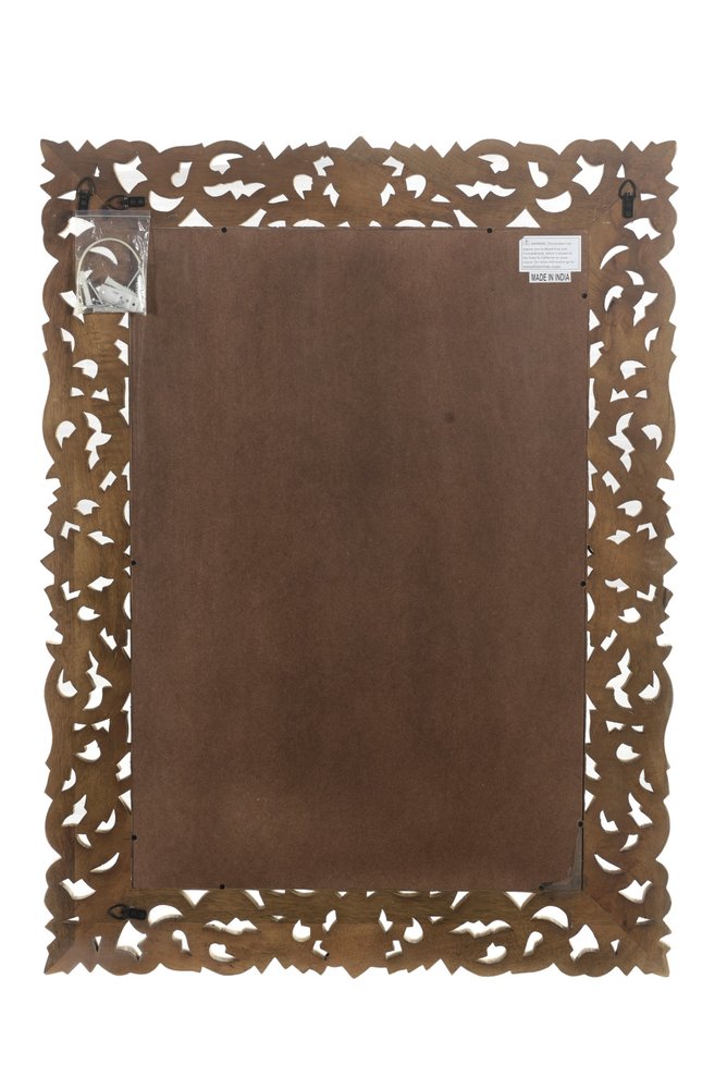47" Antiqued White Solid Wood Carved Scrollwork Accent Mirror