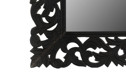 47" Black  Floral Carved Solid Wood Framed Accent Mirror