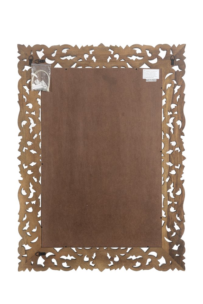 47" Black  Floral Carved Solid Wood Framed Accent Mirror