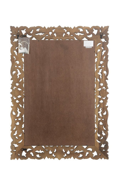 47" Black  Floral Carved Solid Wood Framed Accent Mirror