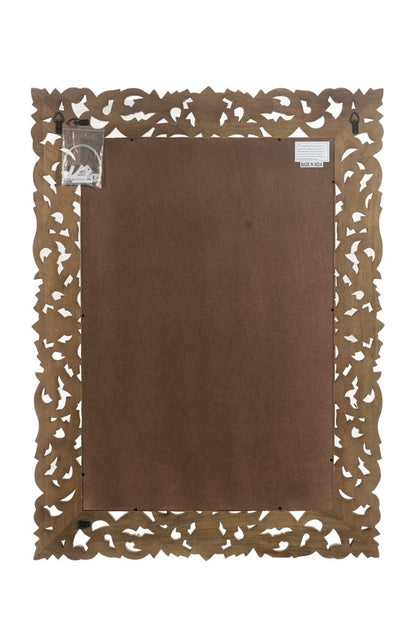 35" Gray Floral Carved Solid Wood Framed Accent Mirror