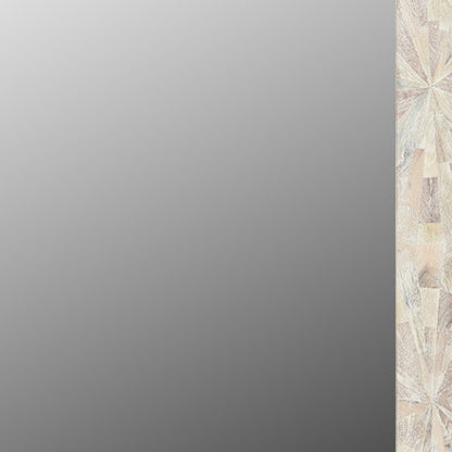 46" White Solid Wood Geometric Starburst Framed Accent Mirror