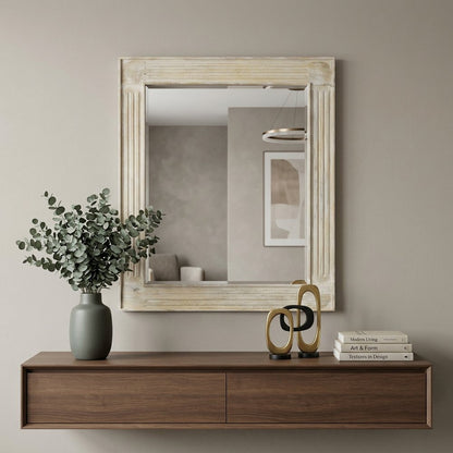 40" White Solid Wood Framed Accent Mirror