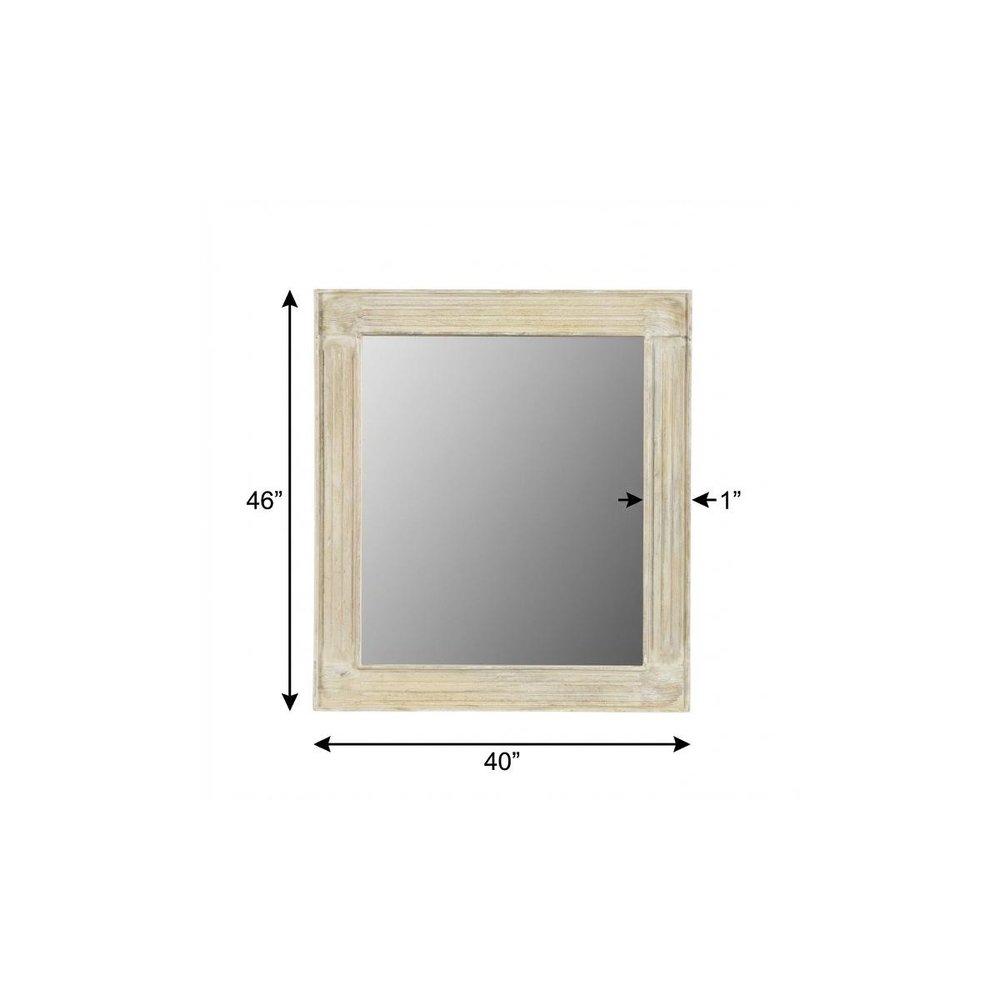 40" White Solid Wood Framed Accent Mirror