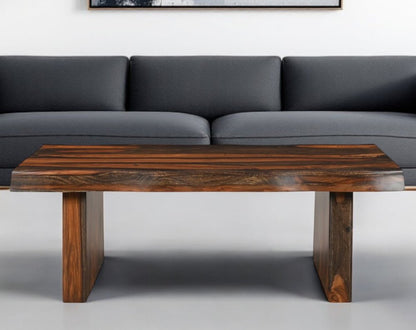 51" Dark Brown Solid Wood Sled Coffee Table