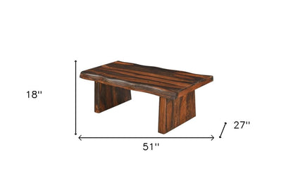 51" Dark Brown Solid Wood Sled Coffee Table