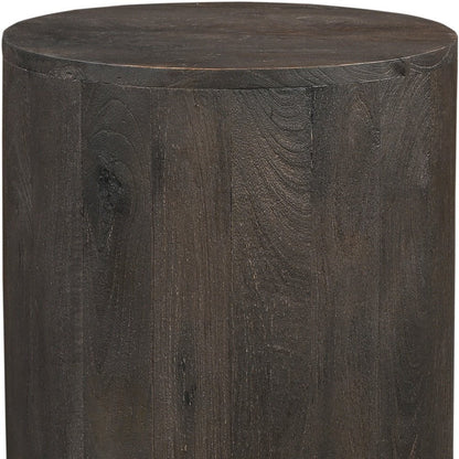 18" Wood Brown Solid Wood Round End Table