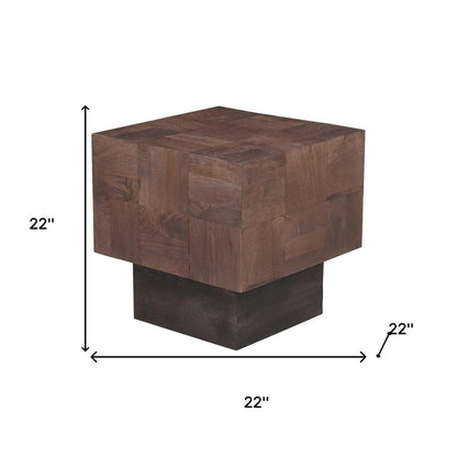 22" Black And Brown Solid Wood Square End Table