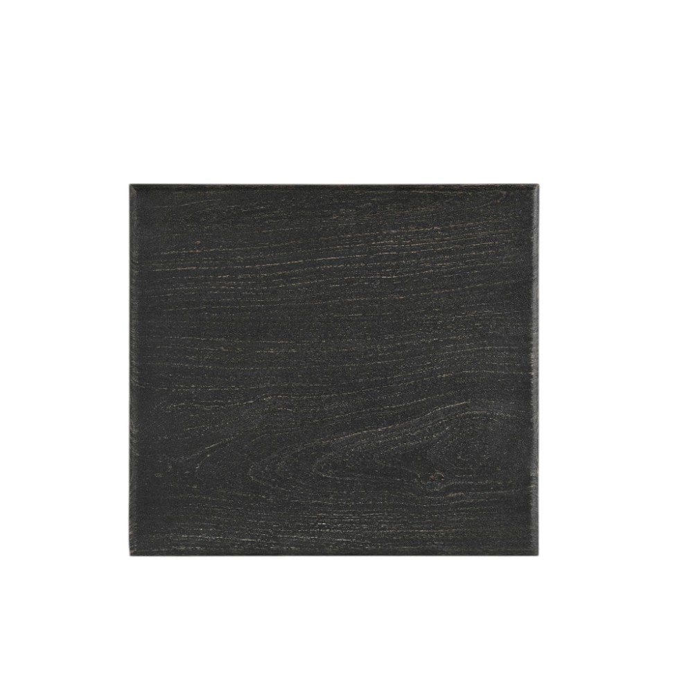 24" Black Distressed Solid Wood End Table
