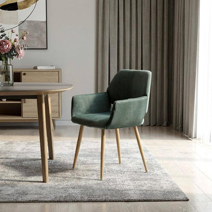 Green Upholstered Velvet Open Back Dining Chair