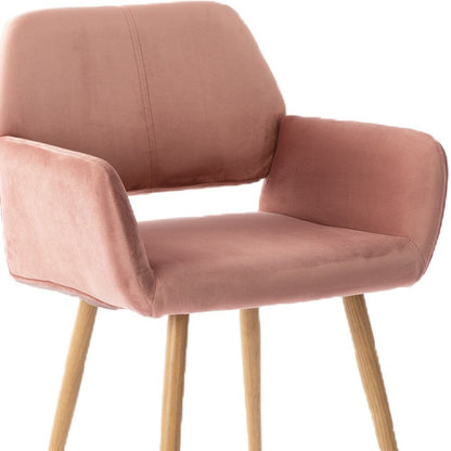 Pink Upholstered Velvet Open Back Dining Chair