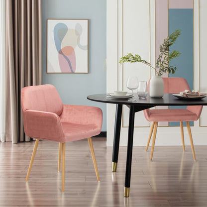 Pink Upholstered Velvet Open Back Dining Chair
