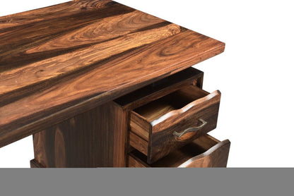 68" Natural Live Edge Solid Wood Writing Desk With Four Drawers