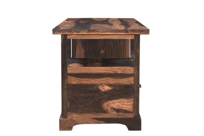 68" Natural Live Edge Solid Wood Writing Desk With Four Drawers