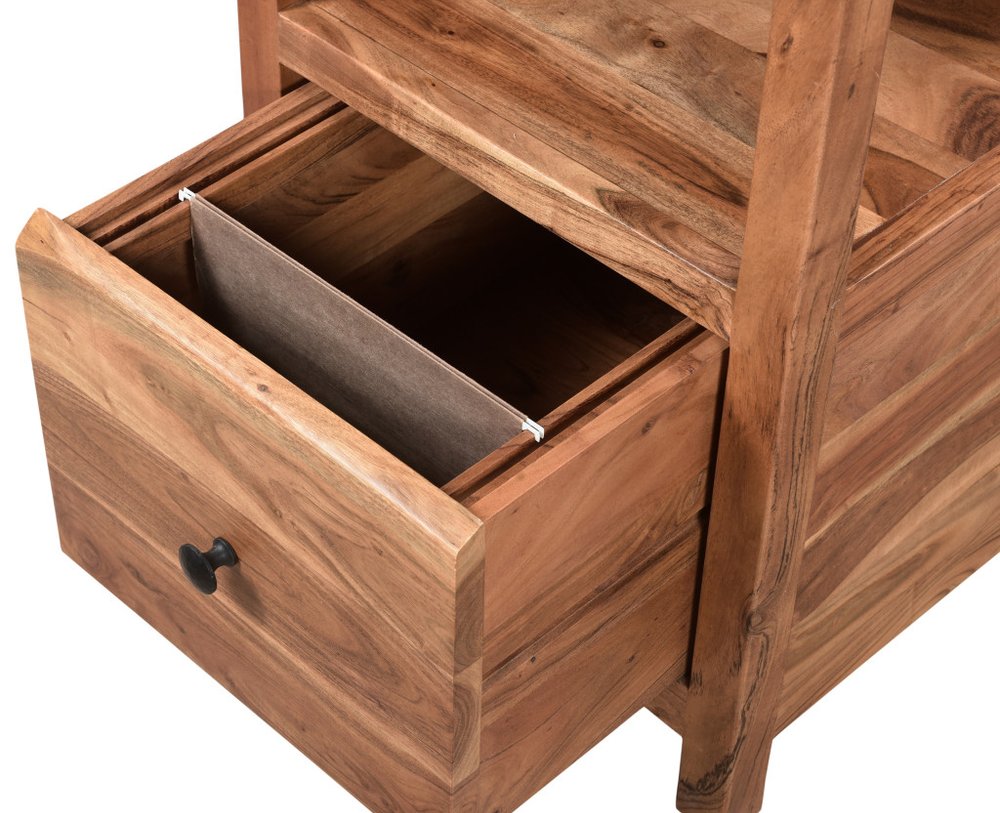 69" Brown Live Edge Solid Wood Writing Desk With Four Drawers