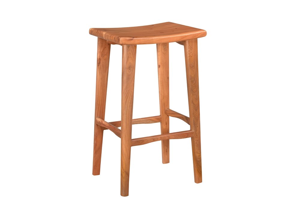 32" Brown Solid Wood Backless Counter Height Bar Chair