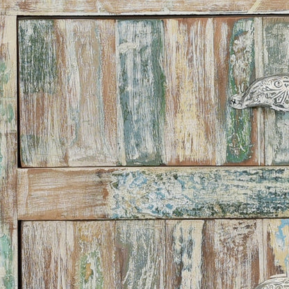 50" White Distressed Reclaimed Wood Open And Enclosed Storage Entertainment Center