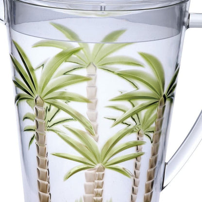2.5 Quart Clear and Green Palm Tree Acrylic Pitcher