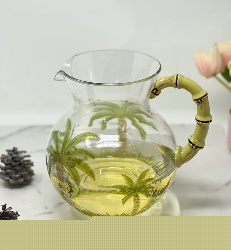 3 Quart Clear and Green Palm Tree Acrylic Pitcher