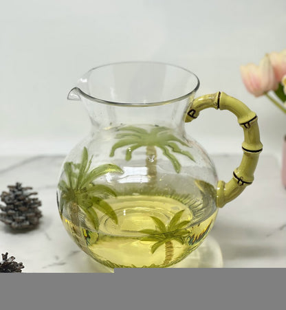 3 Quart Clear and Green Palm Tree Acrylic Pitcher