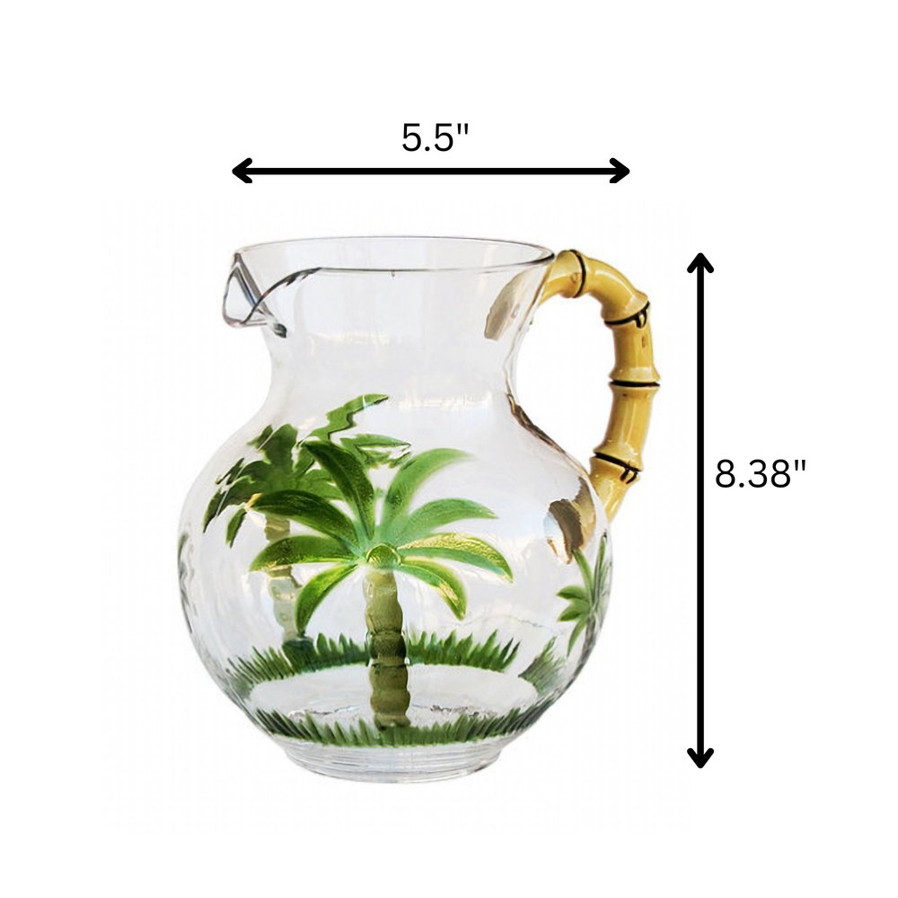 3 Quart Clear and Green Palm Tree Acrylic Pitcher