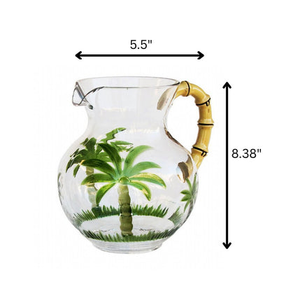 3 Quart Clear and Green Palm Tree Acrylic Pitcher