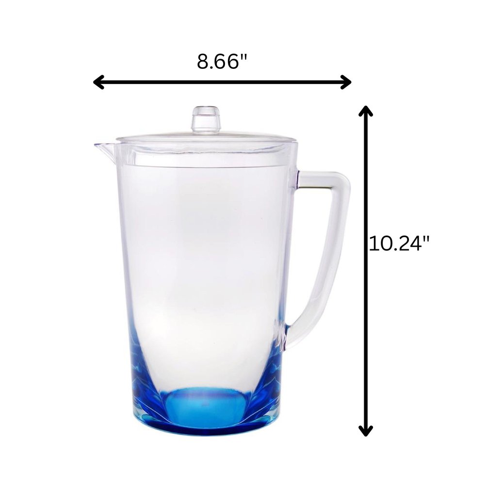 2.75 Quart Clear and Blue Acrylic Pitcher