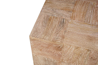 22" Brown And Black Solid Wood Square Block End Table
