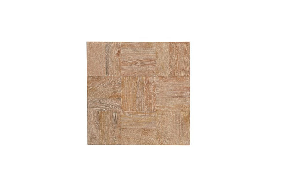 22" Brown And Black Solid Wood Square Block End Table