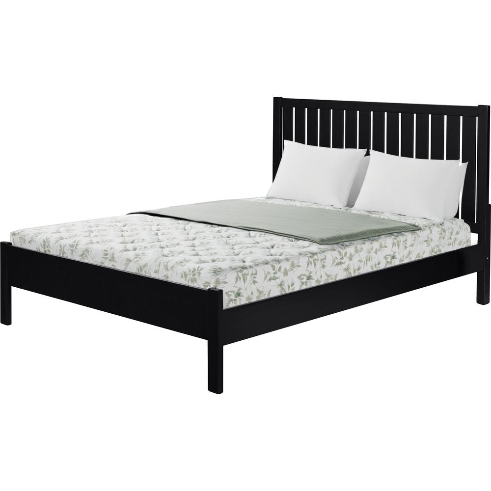 Black Solid Wood King Bed Frame