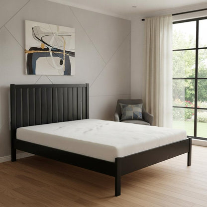 Natural Shiplap Texture Solid Wood Queen Bed Frame