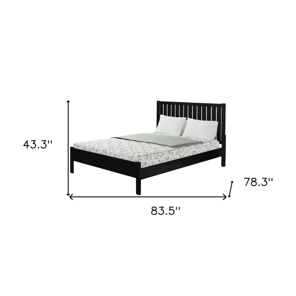 Black Solid Wood King Bed Frame