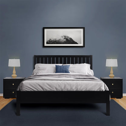 Black Solid Wood King Bed Frame
