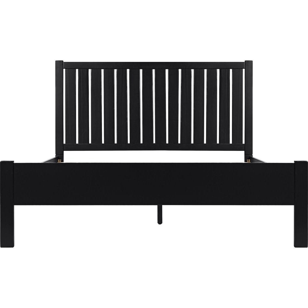 Black Solid Wood King Bed Frame