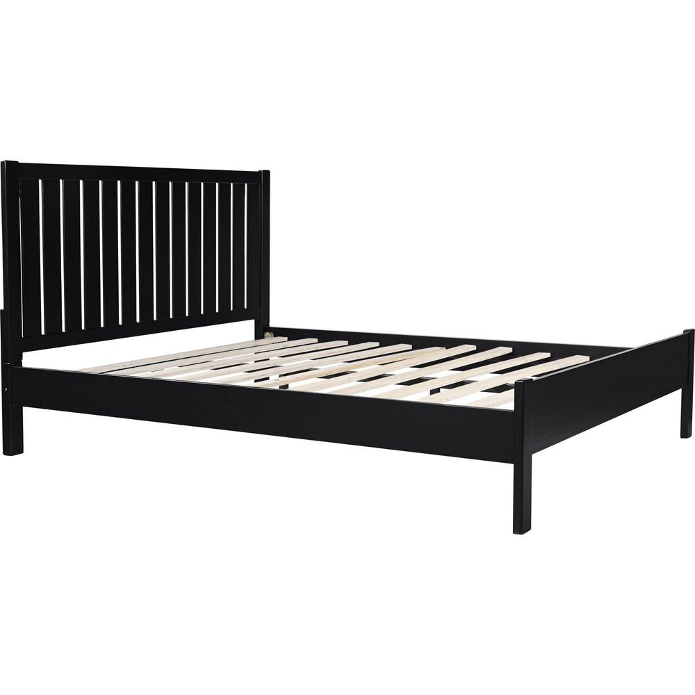 Black Solid Wood King Bed Frame
