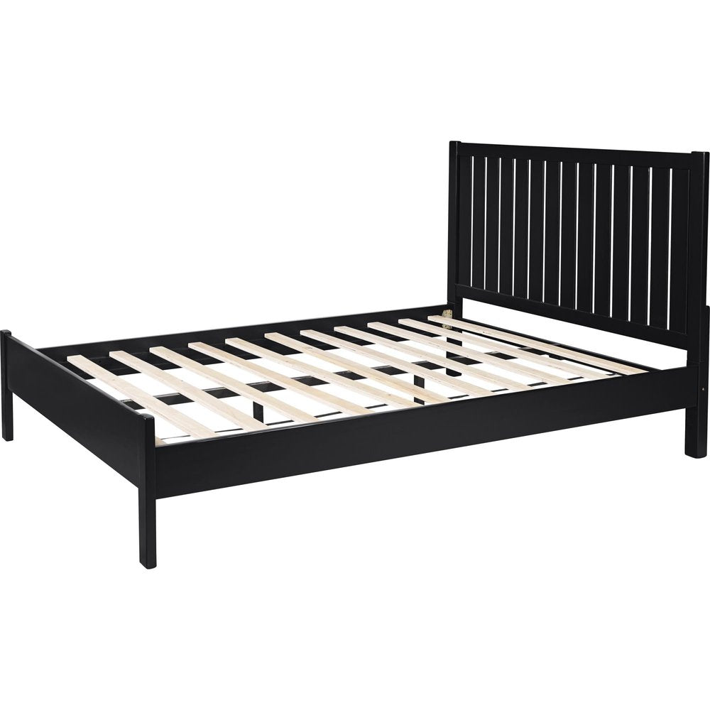 Black Solid Wood King Bed Frame