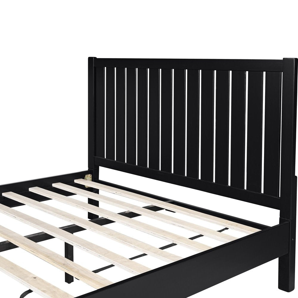 Black Solid Wood King Bed Frame