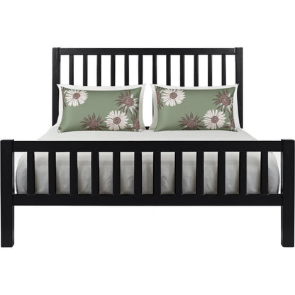 White Slat Back Solid Wood King Bed Frame