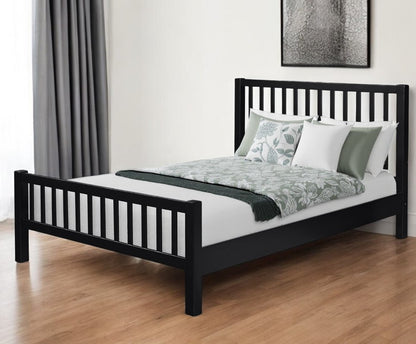 White Slat Back Solid Wood King Bed Frame
