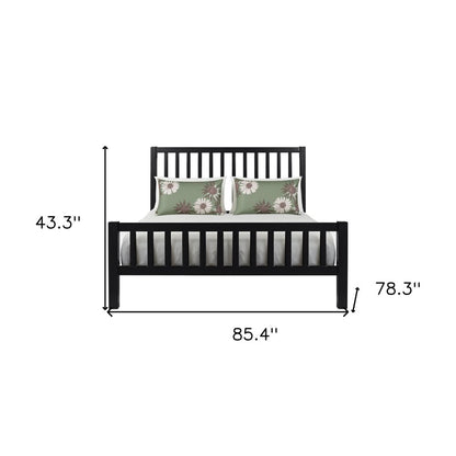 White Slat Back Solid Wood King Bed Frame