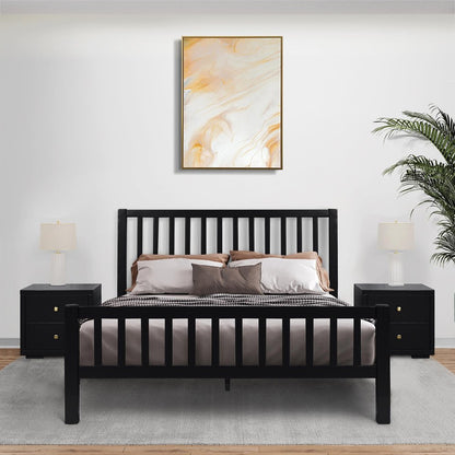 White Slat Back Solid Wood King Bed Frame