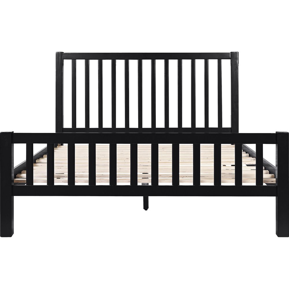 White Slat Back Solid Wood King Bed Frame