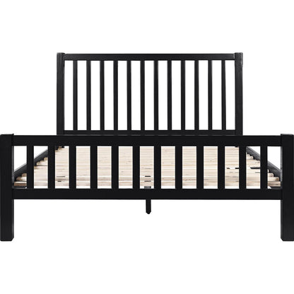 White Slat Back Solid Wood King Bed Frame