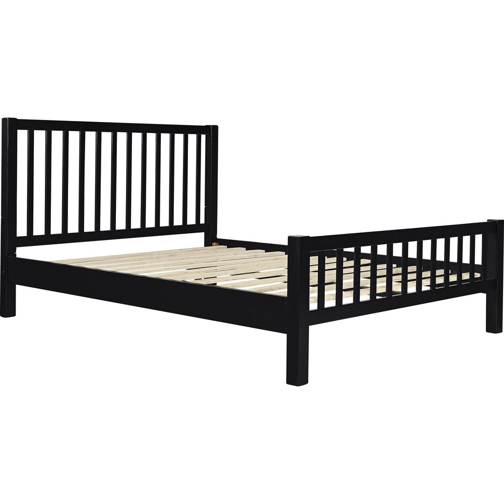 White Slat Back Solid Wood King Bed Frame